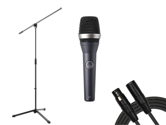 Professional Mic Pack - סט מיקרופון, סטנד וכבל להופעות ובמה מבית AKG